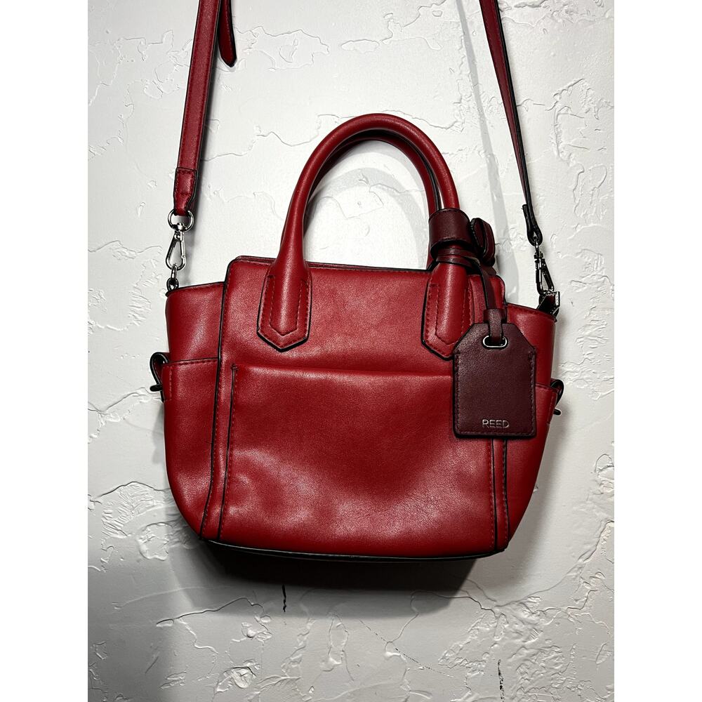Reed modern american luxury‎ cherry red leather mini tote handbag purse